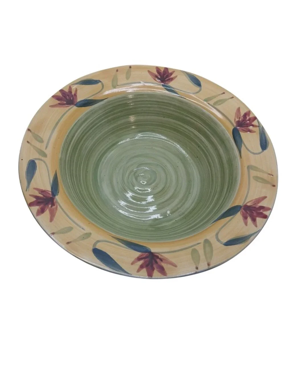 Pier 1 Elizabeth Handpainted Stoneware Large Serving Bowl With Floral Design